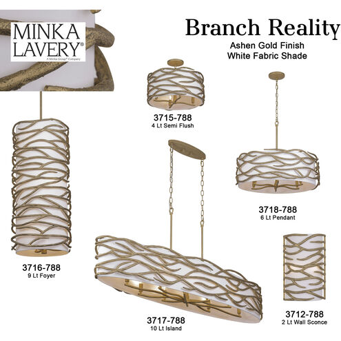 Branch Reality 2 Light 11 inch Textured Ashen Gold Wall Sconce Wall Light